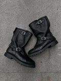 Boulet Back Zip Waxed Leather Engineer Boots - US11.5