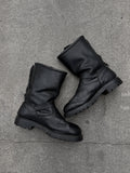 Boulet Back Zip Waxed Leather Engineer Boots - US11.5