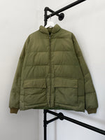 1980s Goose Down Olive Puffer Jacket - XL