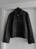 Foroutofoffice Crinkled Lambskin Leather Type-0 jacket