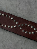 Brown Studded Leather Belt - XS/S