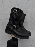 Boulet Back Zip Waxed Leather Engineer Boots - US11.5