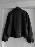 Foroutofoffice Crinkled Lambskin Leather Type-0 jacket