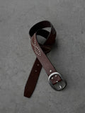 Brown Studded Leather Belt - XS/S