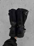 Boulet Back Zip Waxed Leather Engineer Boots - US11.5